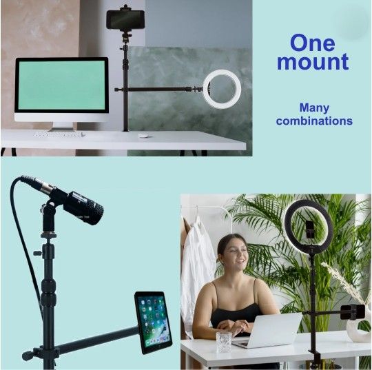 Desk/ Table Mount for AuxiliarArm for Streaming and Mounting DSLR, Phone, Light,
Webcam, Cameras