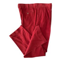 Alan Flusser Men’s 38x30 Pleated Corduroy Pants in Red NEW!!
