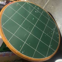 Green Tile/Oak Wood 47 1/2 Round Craftsman Breakfast Table/ With Legs