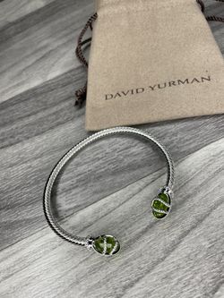 Authentic David Yurman Cablespira Flex Bracelet  Sterling Silver  Peridot  New