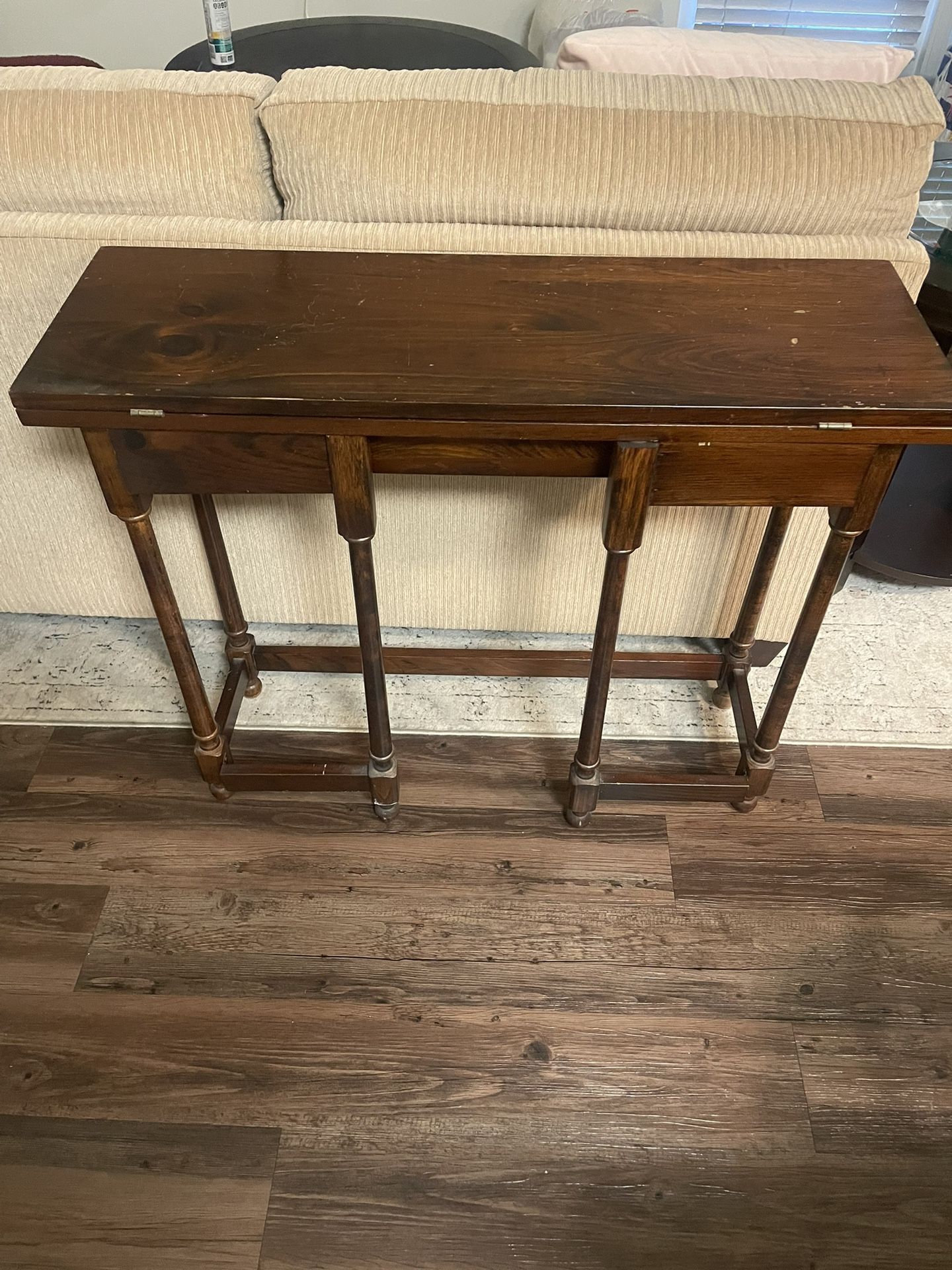 Folding Wood Console Table – Solid & Vintage Style – Priced to Sell!