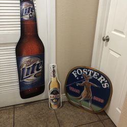 Vintage Beer Signs ! Foster’s , Miller Lite , KALIK ,  All 3 