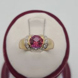 14k Gold Hot Pink Topaz Ring