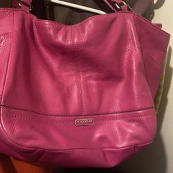 Hot Pink Coach Purse And Wallet 