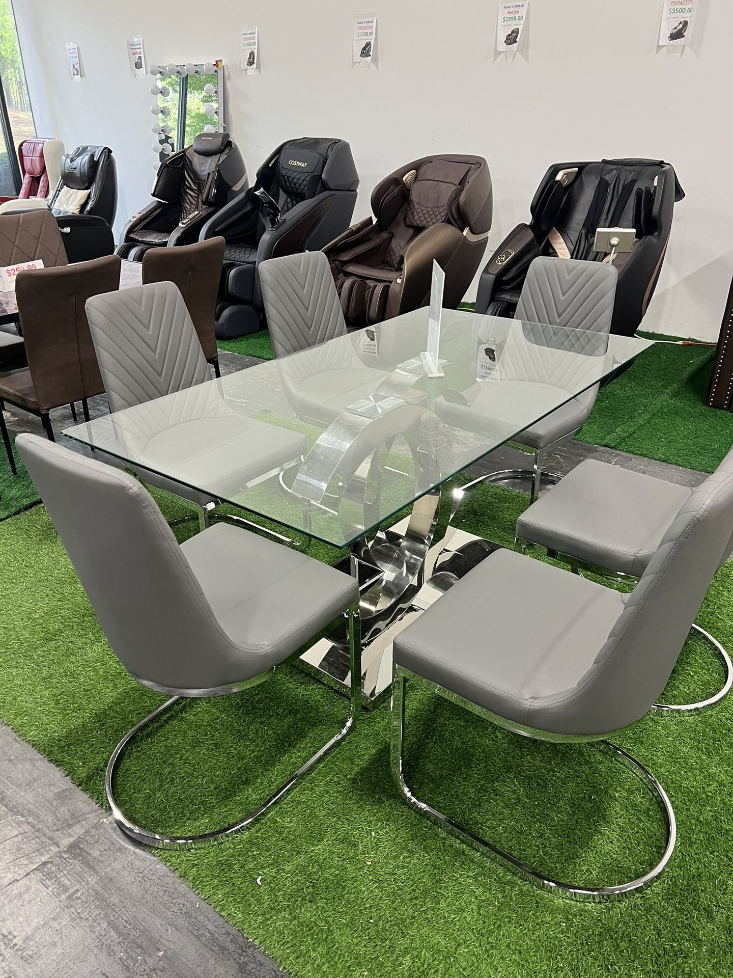 Modern Dining Table with 6 Chairs / Mesa de comedor moderna con 6 sillas