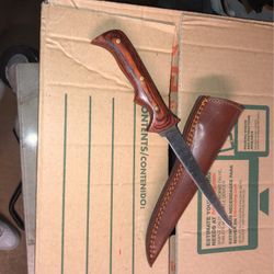 Damascus Eched Filet Knife