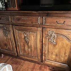 Wooden Sideboard/ Credenza With Brass Hardware 