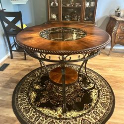 44in Wood and Metal, Round High Top Dining Table