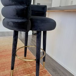 Bar Height Black Velvet Bar Stools – Set of 2 (42”)