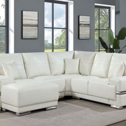 Brand New White Leather Modern Style Sectional Sofa