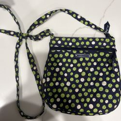 Vera Bradley Triple Zip Little Hipster Lucky Dots Blue Green White Crossbody Purse