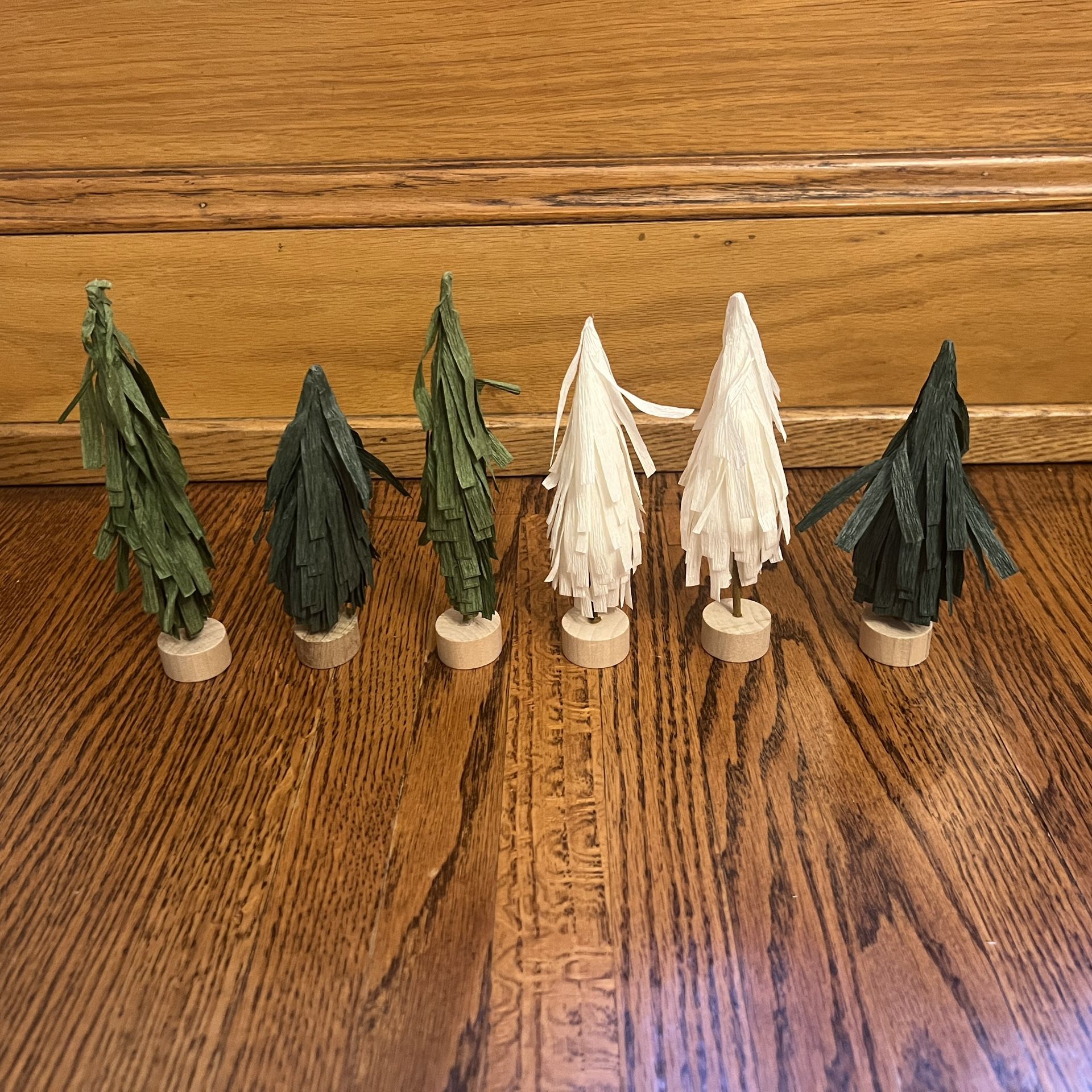 Set of 6 Wooden/Paper Trees Target Bullseye Christmas Decor or Montessori Toys
