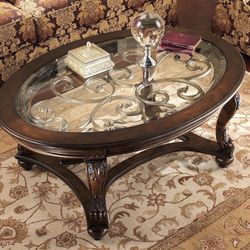 by Ashley  Norcastle Coffee Table  Dark Brown & End Table