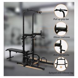 Power Tower with Adjustable Bench – Multi-Function Home Gym – Supports 440 lbs