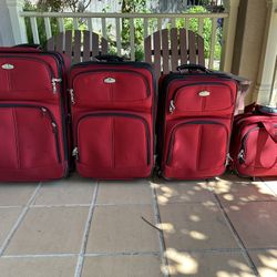 Ricardo Beverly Hills 4 Piece Red Luggage Set