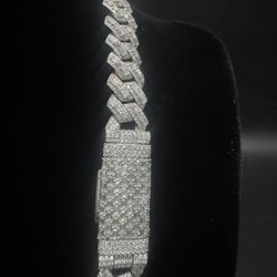 12mm 22in Silver VVS 1 Flawless Lab Moissanite 100+ Carrot Baguette & Round 1 of 1 Cuban Chain