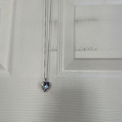 Iridescent Heart Crystal Pendant Necklace – Silver Tone Chain