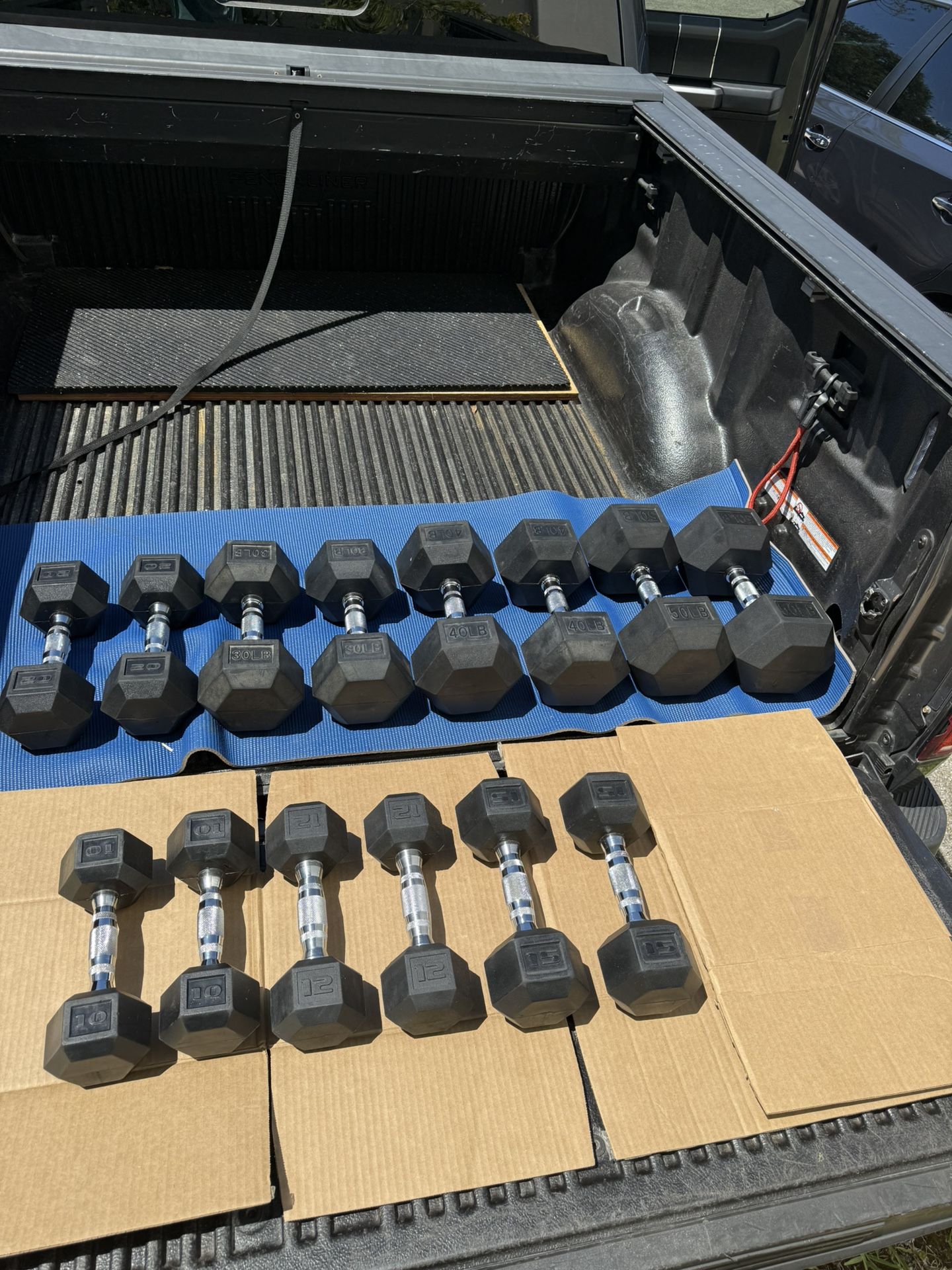 Hex Rubberized Dumbbell Set- Over 350 Pounds