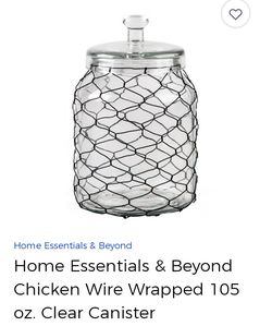 Chicken wire wrapped 105 oz clear canister