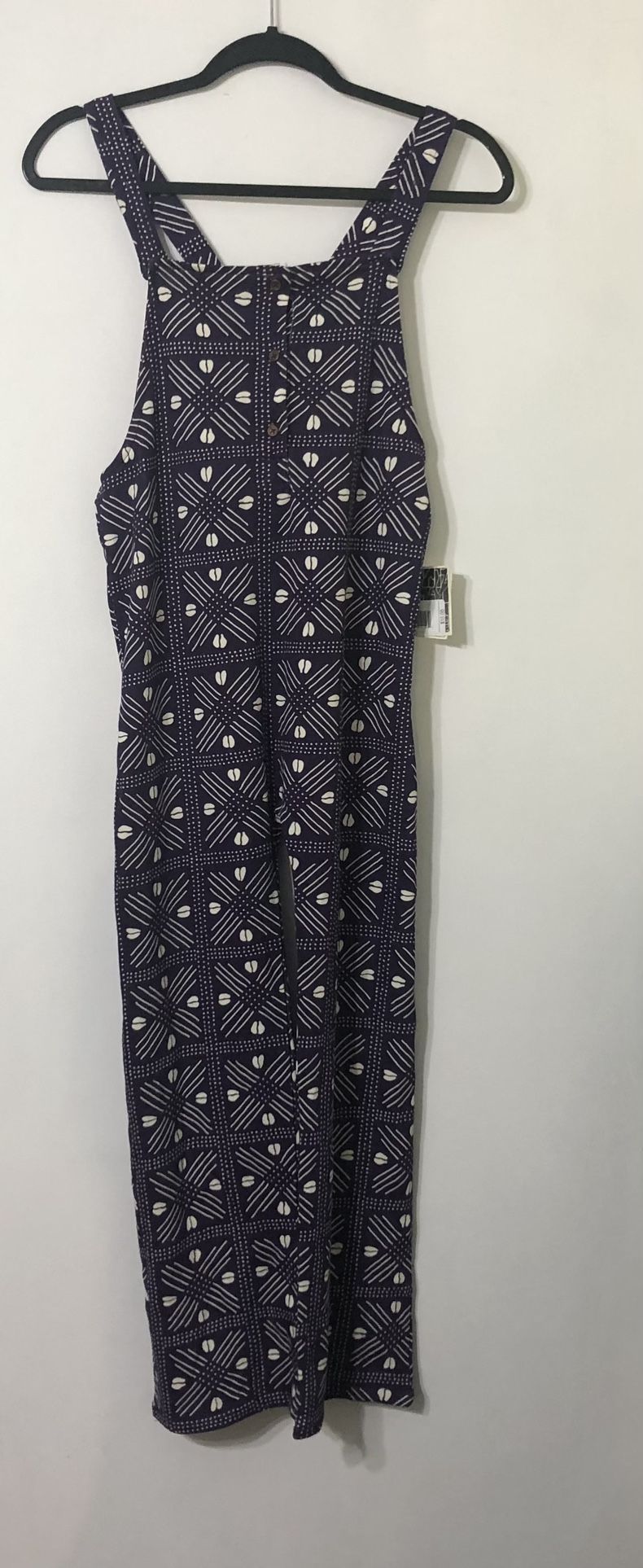 Ade+Ayo jumpsuit Overalls Geometric print quater front buttons purple. M
