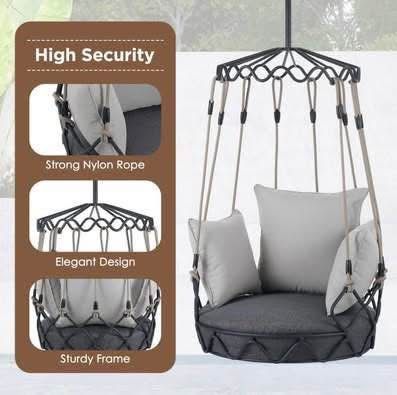 New Outdoor Hanging Swing Chair w/ Olefin Fabric Patio Porch Balcony
