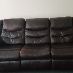 Brown 3 Seat Reclining Couch
