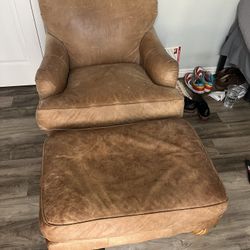Leather Armchair w/ foot stool