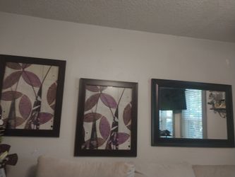 3-Piece Framed Wall Art and Mirror Set