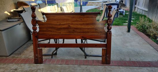 Solid Wood Sleigh Bed Headboard and Footboard