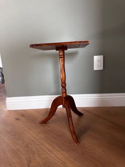 Vintage Solid Wood Tripod Pedestal Side Table