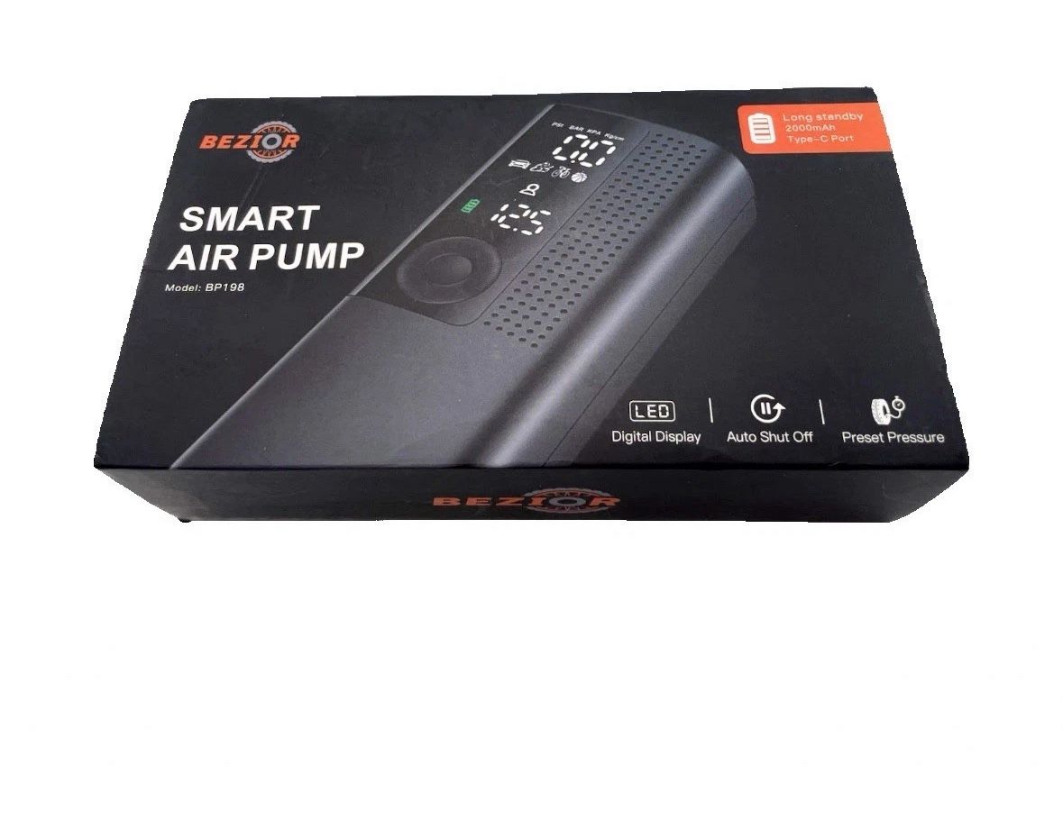 Smart Tire Air Pump Cordless Rechargeable Portable Compact Power Bank Flashlight