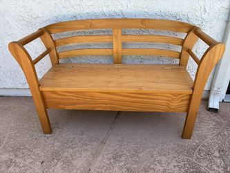 Natural Wood Interior BENCH with Hidden Storage Compartment Under Seat
