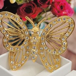 GORGEOUS VINTAGE 10K GP ROMAN BROOCH, Cz DIAMONDS, 2"IN
