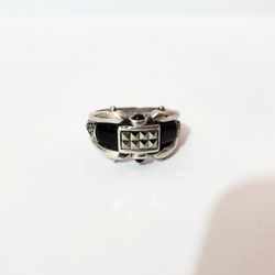 New 925 Sterling Silver Black Onyx Marcasite Ring Sz 6.75