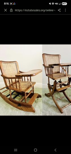 Vintage Oak Convertible High Chair/Rocker