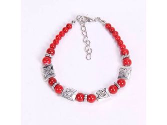 Red tibet silver butterfly bracelet