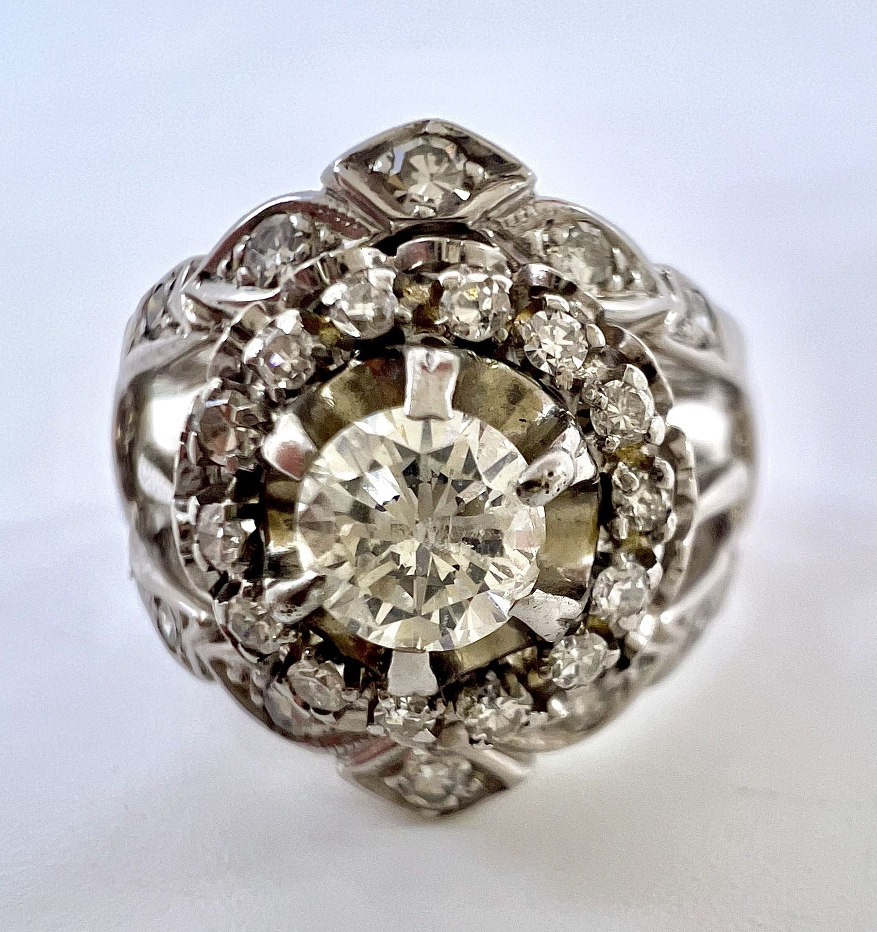 18k White Gold & Natural Diamonds Rings Set  Size 6