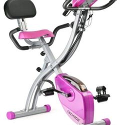 Folding Exercise Bike Portable Upright Adjustable Backrest Cycling Recumbent Stationary Bike Slim Indoor Workout Fitness Cardio