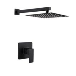 Nestfair 1-Spray Patterns 10 in. Wall Mount Rain Fixed Shower Head in Matte Black