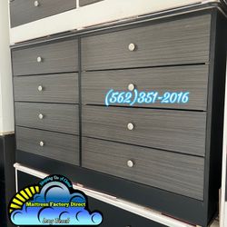 Eight Drawer Custom Black Body With Grey Drawers Dresser Chest 