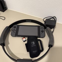 Nintendo Switch with Gray Joy‑Con - HAC-001 Free Case And  Ring Fit Adventure Game Set 