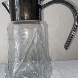 Vintage Silver-Plated Cut Glass Claret Jug / Wine Pitcher