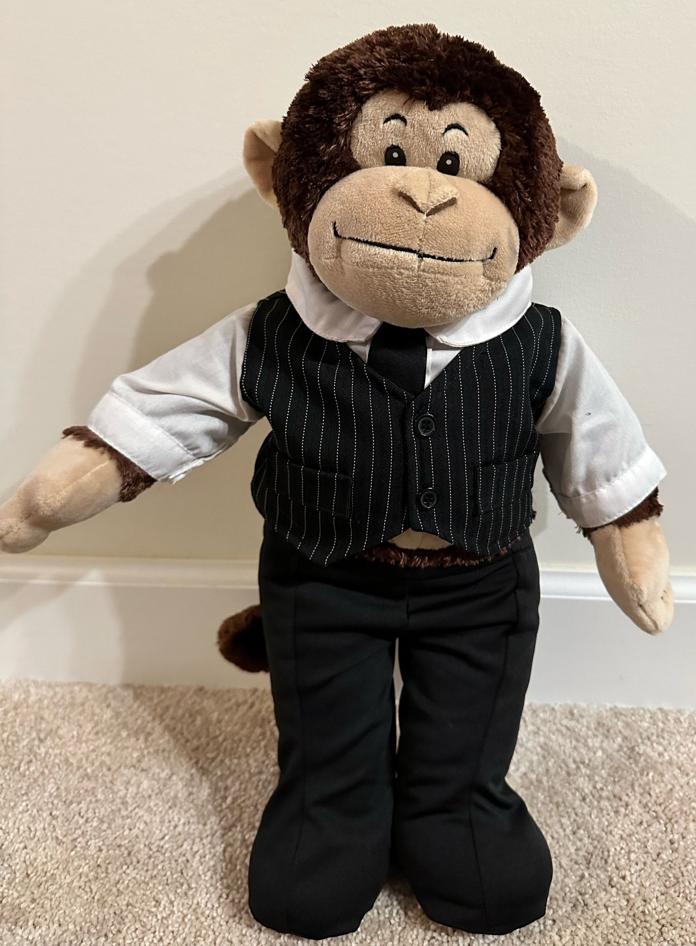 Build A Bear Dark Brown Monkey 18" Plush Stuffed Animal Toy X Belly Button