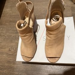 Sole Society platform heel open toe booties