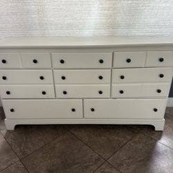 White Long Wood Dresser 