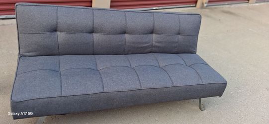 Serta Convertible Futon Sofa Bed – Dark Gray Tufted (Like New!)