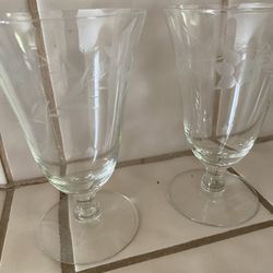 Blown Glass Juice Glasses Vintage 