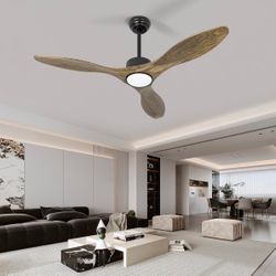 Ceiling Fans with Lights Remote, 52inch Solid Amber Wood Ceiling Fan
