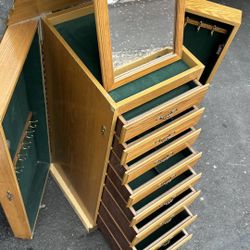 Vintage Wooden Jewelry Box jewelry armoire small size L18”*D15”*H33”(address in description)