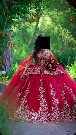 Red Gold Quinceañera Dress Small Luxury Ball Gown Houston